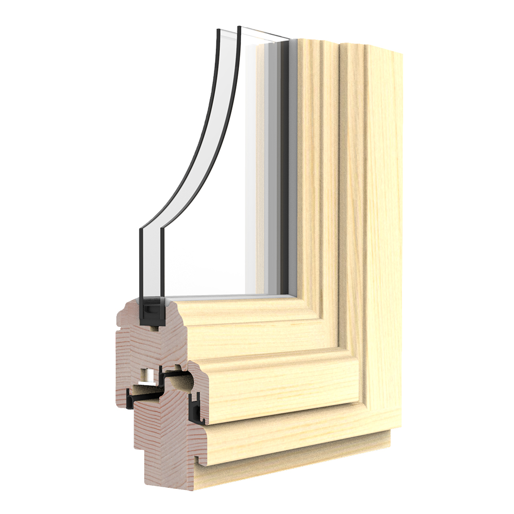 Holzfenster Natura Barock mit bereichertem Profil.